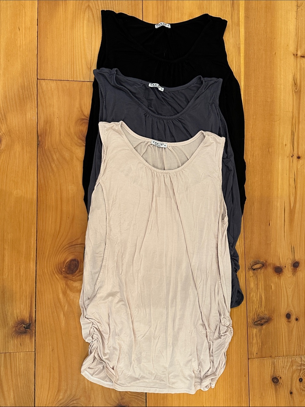 Pinkblush Scoop Neck Maternity Tank Trio - Black, Charcoal, Beige
